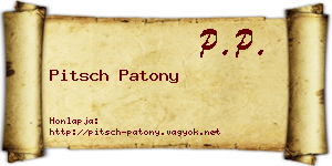 Pitsch Patony névjegykártya